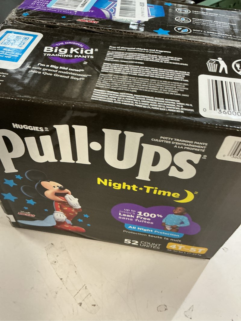 Condition photo showing New/Like New for pull-ups boys' night-time potty training pants, size 4t-5t overnight training underwear (38-50 lbs), 52 ct 4t-5t 52