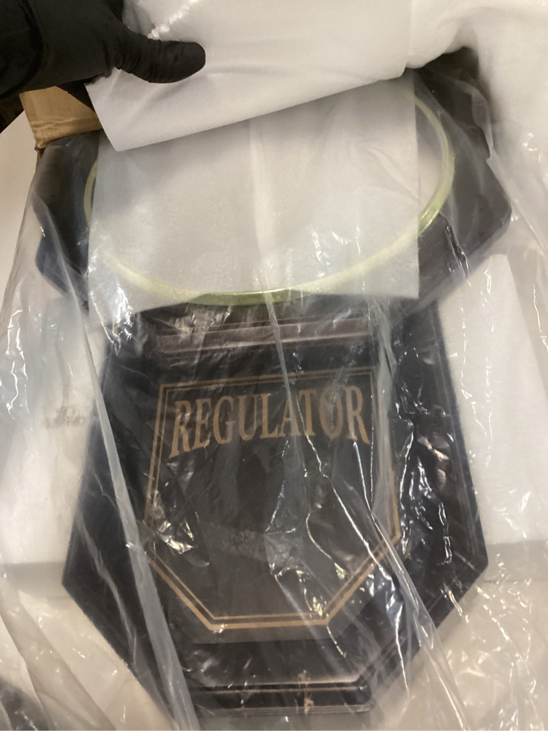 Condition photo showing Good Condition for Pendulum Wall Clock - Decorative Wood Wall Clock with Pendulum - Schoolhouse Clock Regulator Design  Battery Operated & Silent  Wooden Pendulum Clock 18 x11