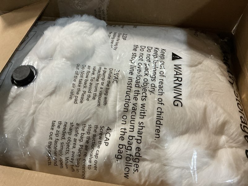 Condition photo showing Good Condition for lotus karen king size faux fur blanket cream white - big bubble rabbit fluff throw for bed large fluffy fuzzy cozy thick furry plush shaggy blankets 108x90 inches