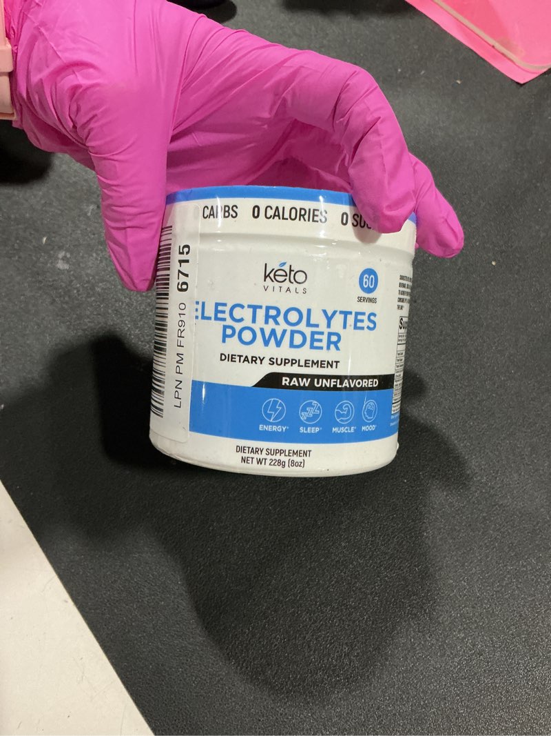 Condition photo showing New/Like New for keto vitals raw unflavored electrolyte powder - sugar free electrolytes for fasting, keto & hydration - no sugar, no flavor - flavorless electrolytes powder tub - 60 servings