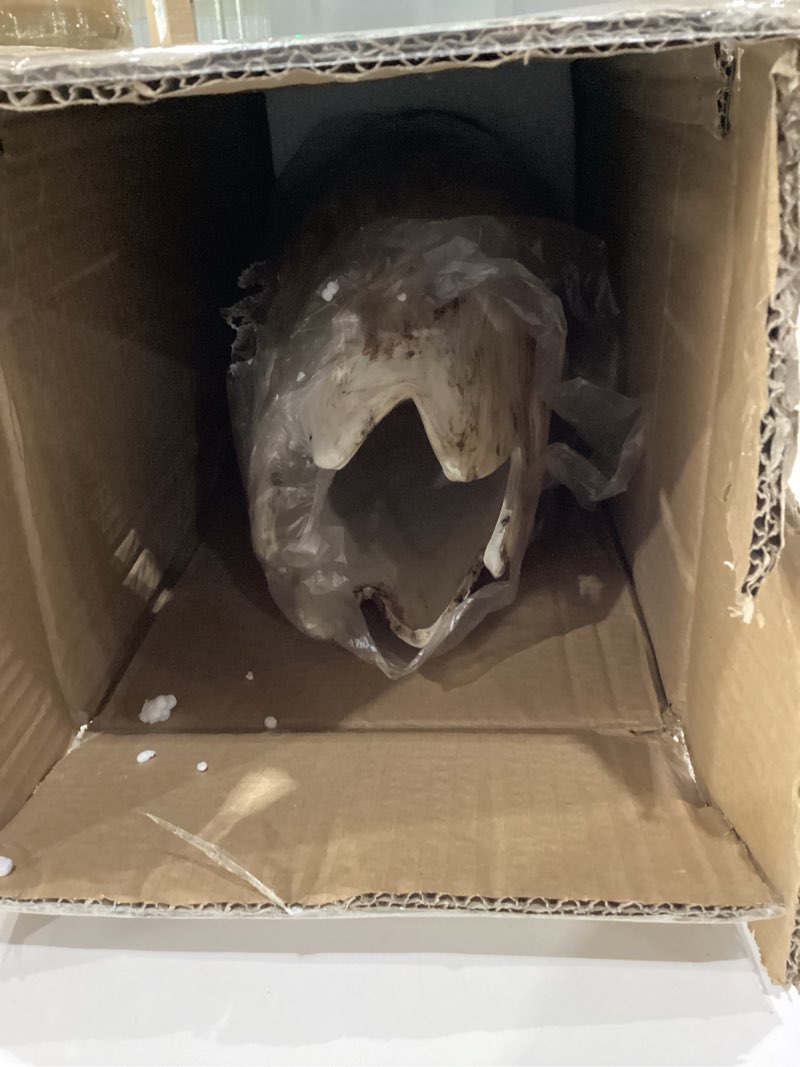 Condition photo showing New/Like New for deco 79 ceramic round vase with angled edge opening, 7" x 7" x 21", beige