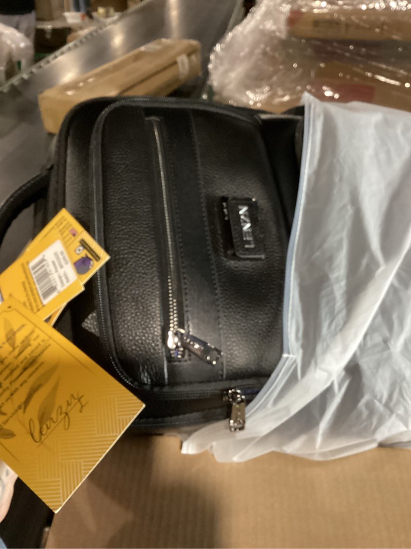 Condition photo showing New/Like New for kenneth cole reaction out of the bag manhattan colombian leather rfid 15.6" laptop briefcase black 16" laptop backpack