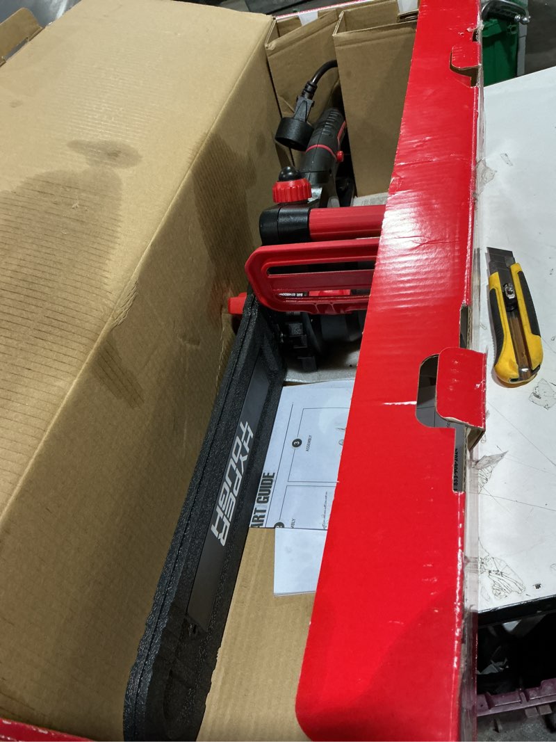 Condition photo showing As Is for hyper tough 14" 9-amp electric corded chainsaw