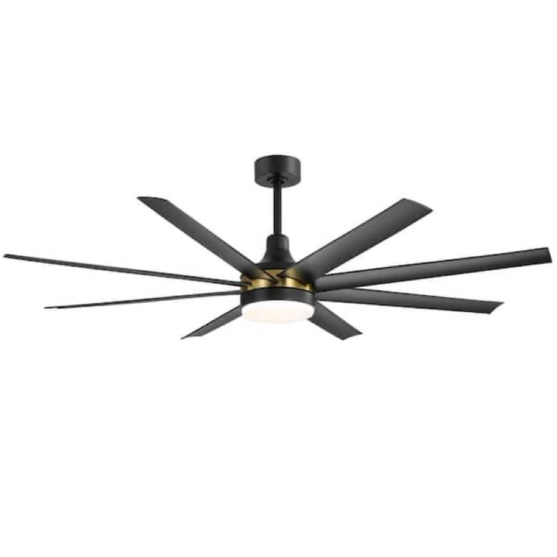 Breezary Archer 65 in. Integrated LED Indoor Black and Gold Ceiling Fan