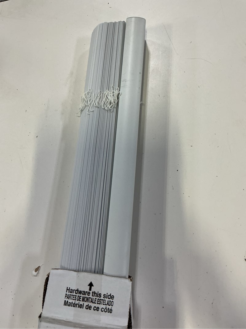 Condition photo showing Good Condition for project source room darkening 1-in slat width 32-in x 64-in cordless white vinyl room darkening mini-blinds