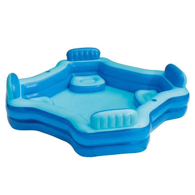bluescape blue deluxe comfort inflatable family swimming pool, 4 seats, square, age 6 & up 10ft