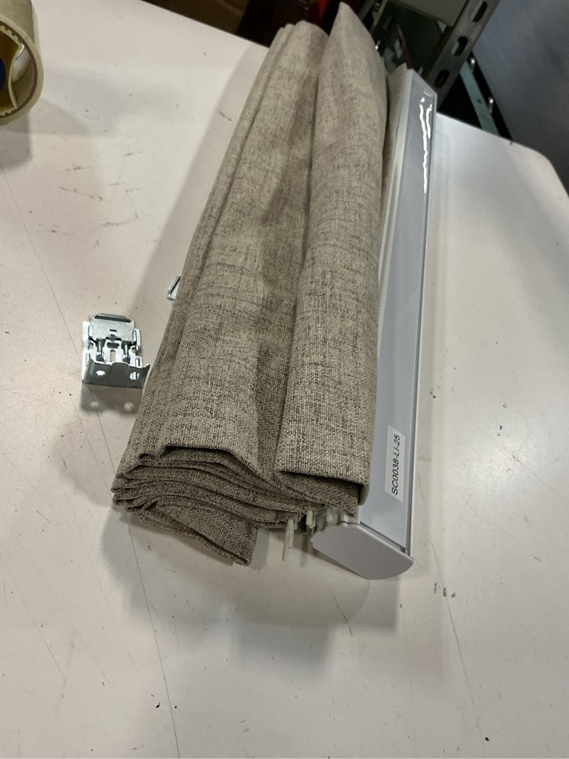 Condition photo showing As Is for joydeco cordless roman shades, linen fabric window blinds, thermal insulated blackout blinds, room darkening shades for indoor windows, easy to install, 24" w×75" h, linen linen 24"w x 75"h