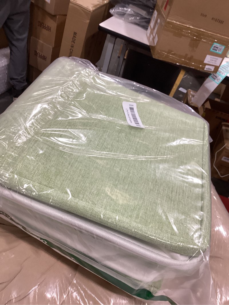 Condition photo showing New/Like New for 12x12 Storage Cube Bins, 6 Pack Reinforced Bottom Cardboard Foldable Box, Organizer for Closet Shelves, Heavy Home Storage Baskets (White Green)