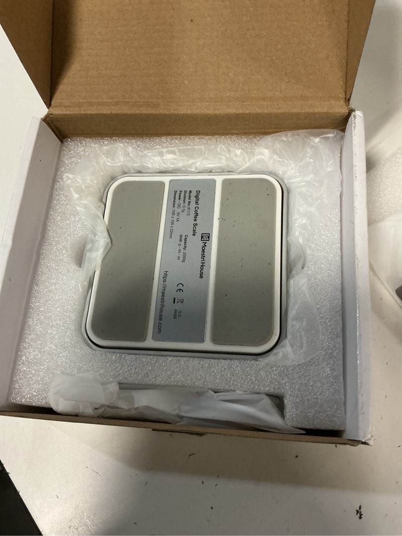 Condition photo showing Good Condition for maestri house mini coffee scale with timer, usb-c rechargeable espresso scale, 2kg/0.1g accurate scale for espresso and pour-over coffee, portable digital kitchen scale with auto timer (white&silver)