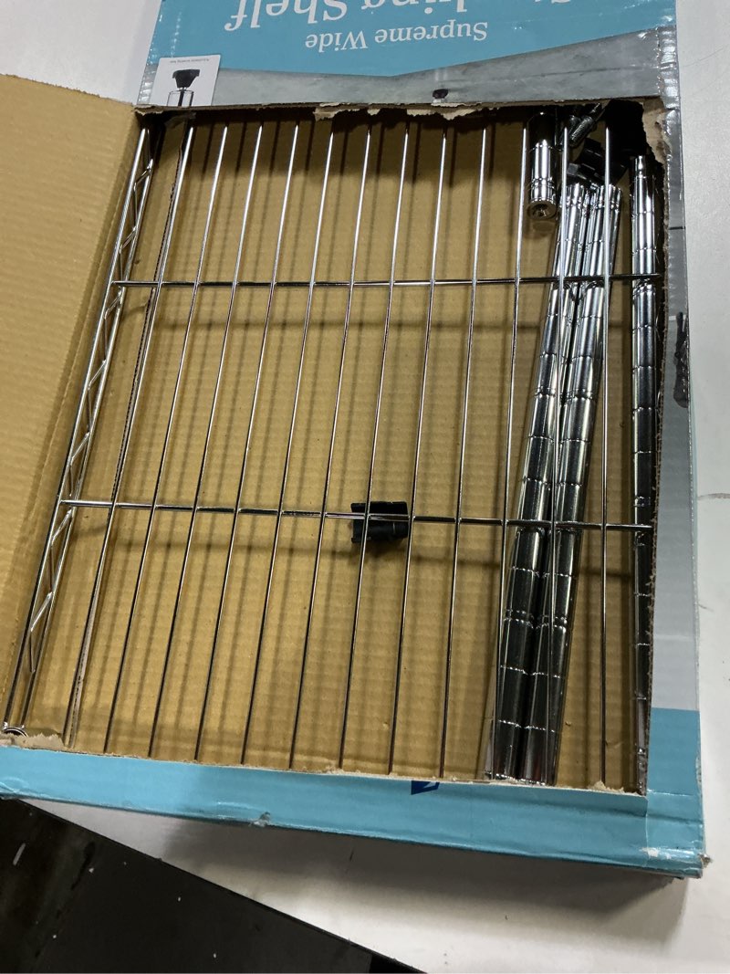 Condition photo showing Good Condition for whitmor 1 tier shelving units, wire rack storage organizer, 30" l x 14" w x 15" h, chrome 1-tier, 30"l x 14"w x 15"h,chrome