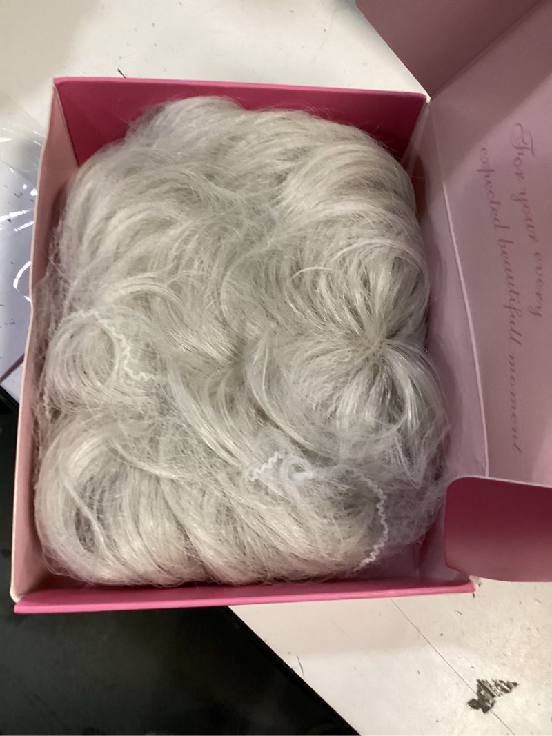 Condition photo showing As Is for udu wigs for women, short pixie cut wigs for white women, short hair wig for older women, short wigs with bangs for daily wear natural looking layered wig for elderly women silvery white