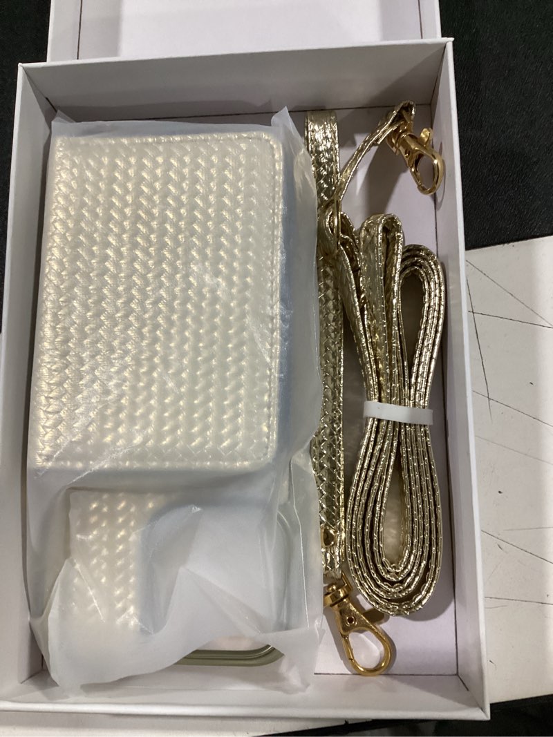 Condition photo showing Good Condition for keallce wallet case for iphone 16 pro max 6.9", crossbody zipper purse with wristlet strap, rfid blocking card holder kickstand, woven leather case electroplating process for women (gold) 6.9" iphone 16 pro max gold