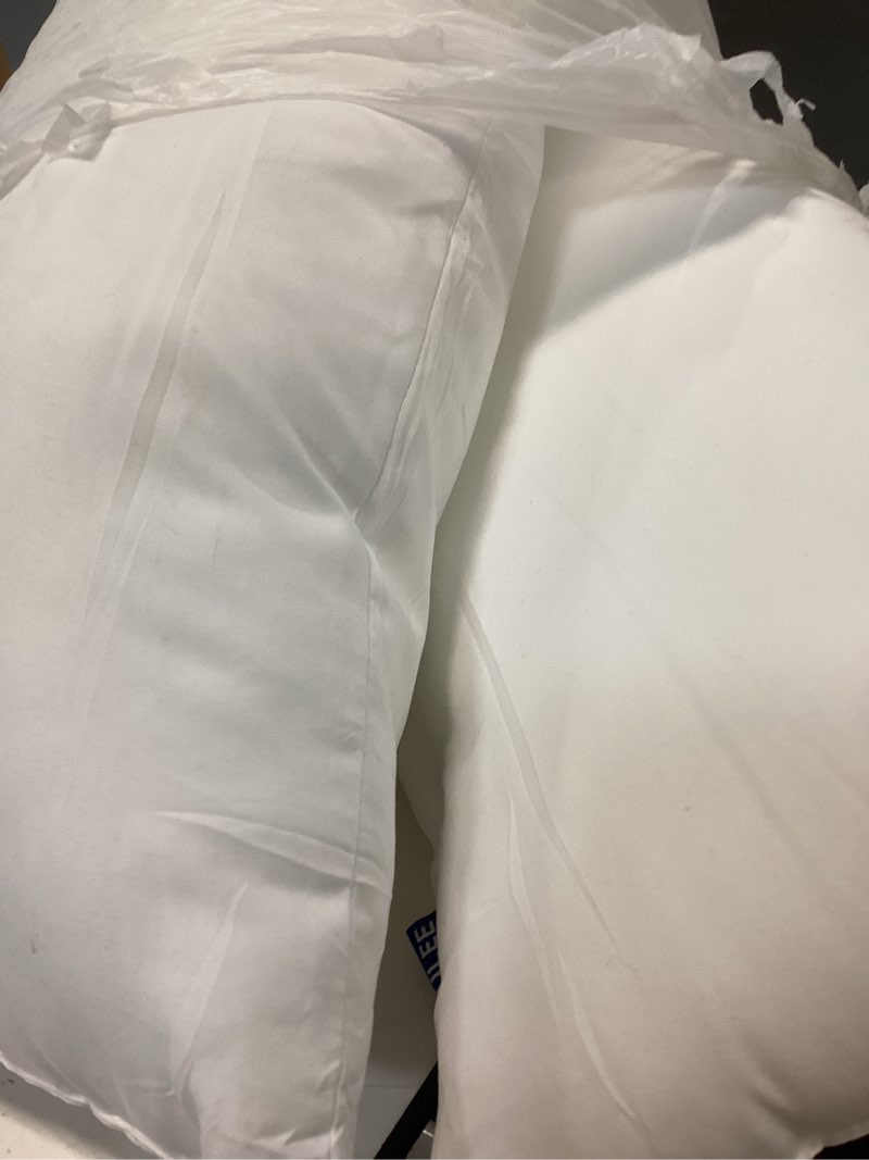 Condition photo showing As Is for miulee throw pillows inserts, pack of 2 12x20 inch 100% virgin fiber filling bed couch pillows