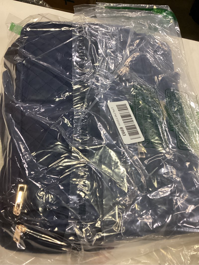 Condition photo showing Good Condition for Teacher Bags for Women, 15.6 inch Laptop Work Tote Bag Quilted Nurse Bible Bag Shoulder Handbag for School, Travel | with 40oz Cup Holder, Insulated Pocket, Adjustable Strap, Zipper, Computer Bag, Office Briefcase, Gift for Women Navy Blue