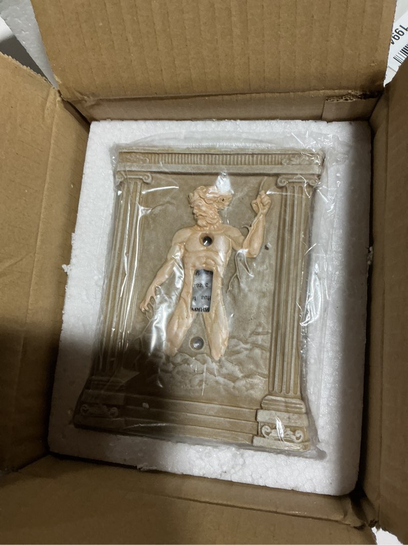 Condition photo showing Good Condition for zeus god of the sky 3d sculpted light switch cover - polyresin single toggle wall switch plate cover- statue of greek god zeus wall home greek mythology art decor (zeus)