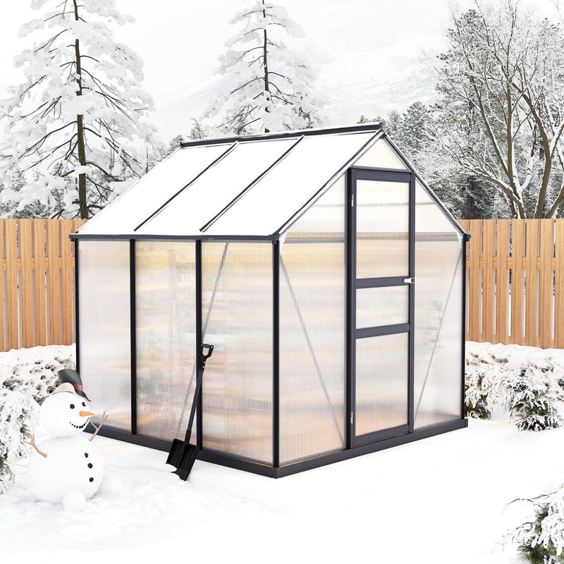 (Incomplete, Only Box 2 of 2)Garvee Large Outdoor Greenhouse 6x6 FT Polycarbonate with Roof Vent Quick Setup Aluminum Frame Rust-Resistant Garden Backyard