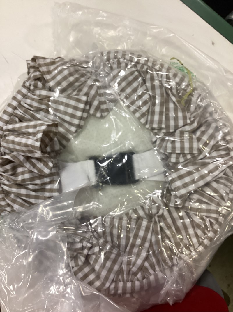 Condition photo showing New/Like New for 2 pcs bar stool covers with ruffles 12 inch round stool cover with elastic band pad farmhouse seat slipcover nonslip and washable(beige,gingham) beige gingham