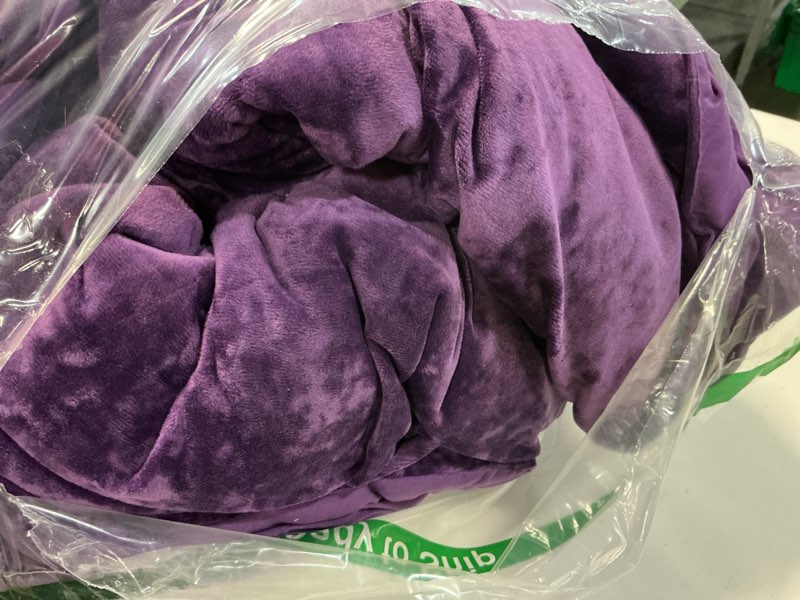 Condition photo showing item condition for Sunshine Nicole Distressed Velvet Comforter Set, Distressed Velvet Face and Brushed Solid Microfiber Reverse, with Light Weight Soft Poly Fill, 5 Pieces Purple, Queen