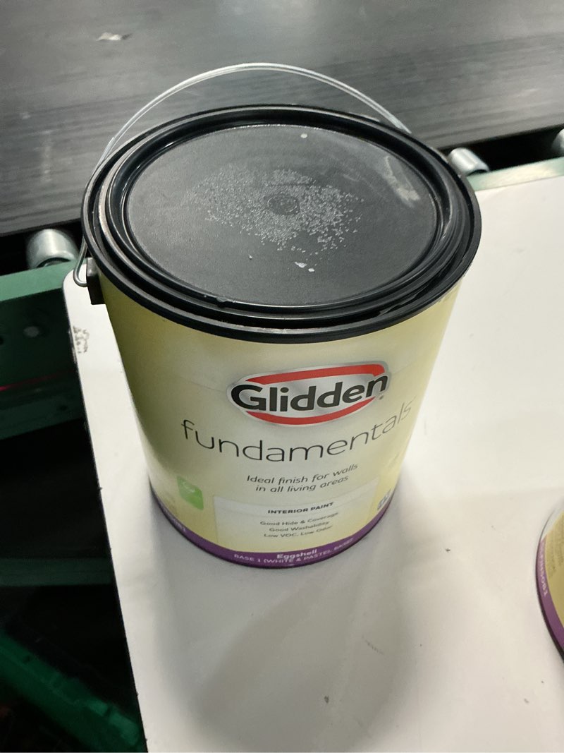 Condition photo showing As Is for glidden fundamentals interior wall paint  tintable  eggshell  1 gallon