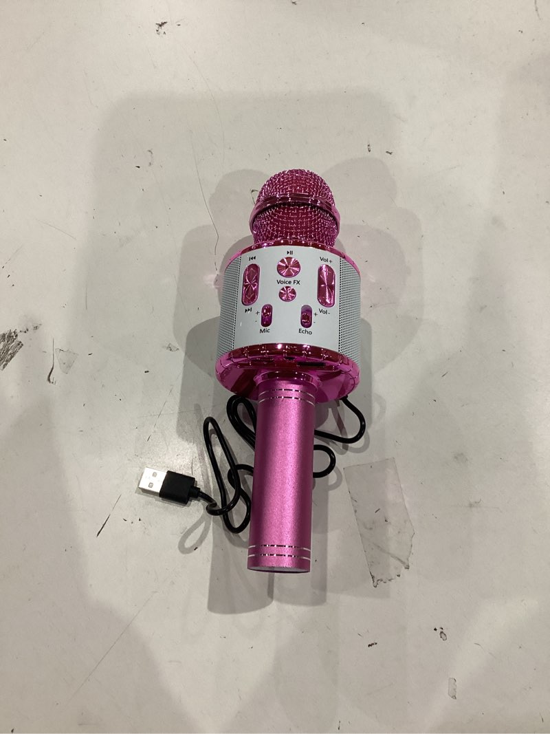 Condition photo showing Good Condition for move2play, kids karaoke microphone | includes pre-loaded songs & bluetooth | kids birthday party gift | toy for all ages 2, 3, 4, 5, 6+ year old girls, boys & toddlers white/pink