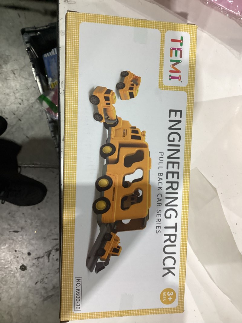 Condition photo showing New/Like New for TEMI Construction Truck Boy Toys for 3-5 Year Old Toddlers - Toys for 3 4 5 6 7 Years Old Engineering Transport Vehicle Carrier Truck, Kids Excavator Crane Gifts Toys for Boys and Girls Aged 4-6 5 in 1 Construction Truck