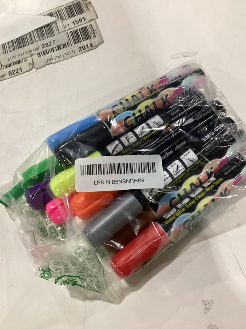 Condition photo showing New/Like New for Liquid Erasable Chalk Markers Pens - 12 Colors Washable & Wet Erase Neon Makers for Blackboard, Chalkboard Signs, Glass Window, Graduation Celebration School Kids Art for Cars 12 Neon Colors