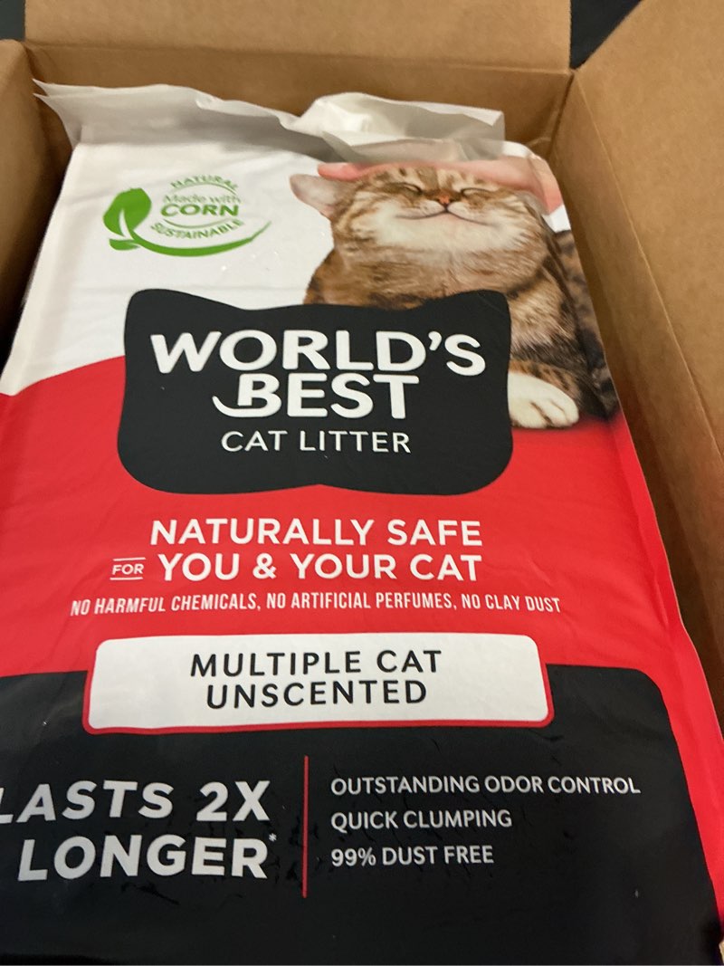 Condition photo showing Good Condition for world's best cat litter multiple cat unscented, 32-pounds - natural ingredients, quick clumping, flushable, 99% dust free & made in usa - long-lasting odor control & easy scooping
