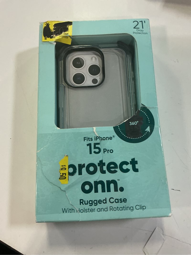 Condition photo showing New/Like New for onn. rugged phone case with holster for iphone 16e / iphone 15 / iphone 14 / iphone 13 - clear