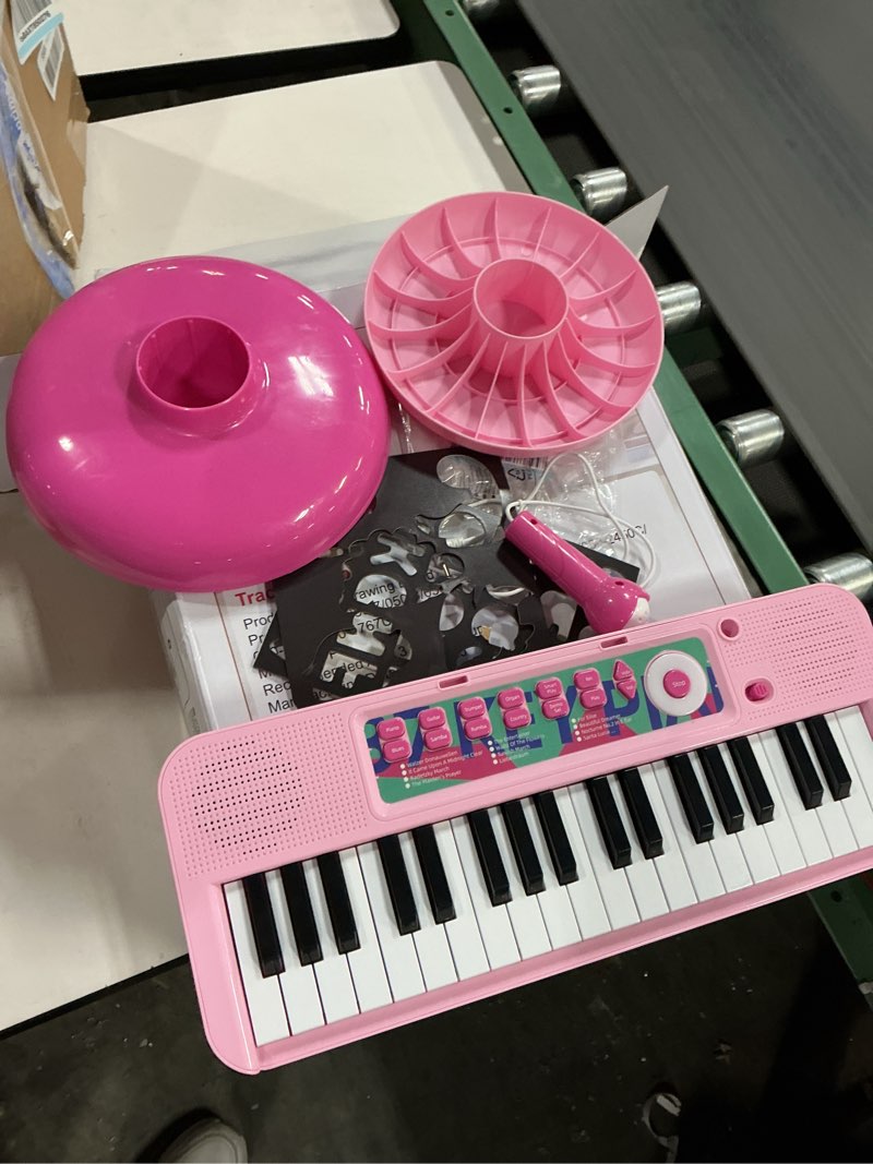 Condition photo showing As Is for Love&Mini Kids Keyboard Toys for Girls - 37 Keys Pianos Toy with Stool and Microphone Pink Electronic Musical Instrument, Christmas Birthday Gift for Kids 3 4 5 6 7 8 Years Old Boy and Girl 37 keys pink with chair