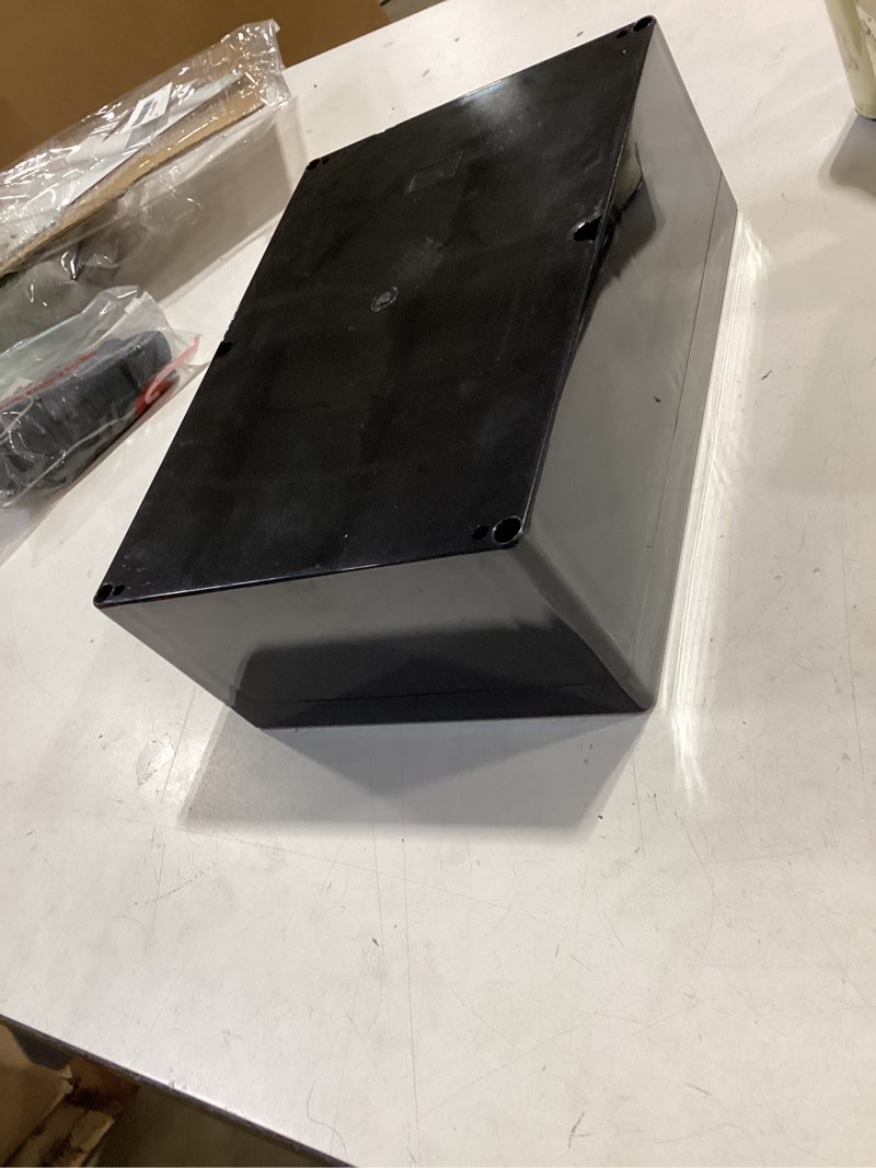 Condition photo showing As Is for lemotech abs plastic electrical project case power junction box, project box black 10.4" x 7.2" x 3.7" (263 x 182 x 95 mm)(pack of 1) 10.4" x 7.2" x 3.7" black (1 pack)