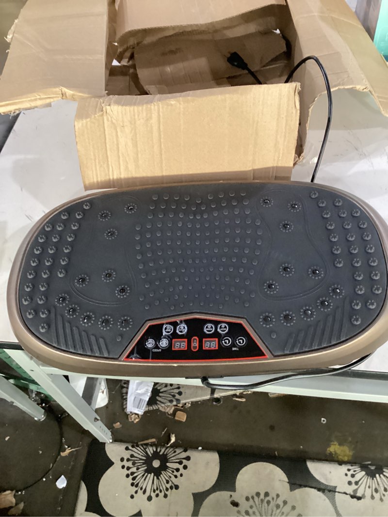 Condition photo showing Good Condition for not tested**** vibration plate exercise machine for lymphatic drainage, vibrating fitness platform 450 lbs capacity full body shaker workout equipment, vibration platform machine shaping vibrate board sport for home blue