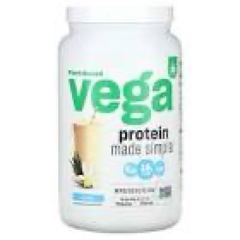 (best before:aug/03/2026)vega drink , plant-based, vanilla, protein made simple 35.7 oz(2lb 3.7 oz)