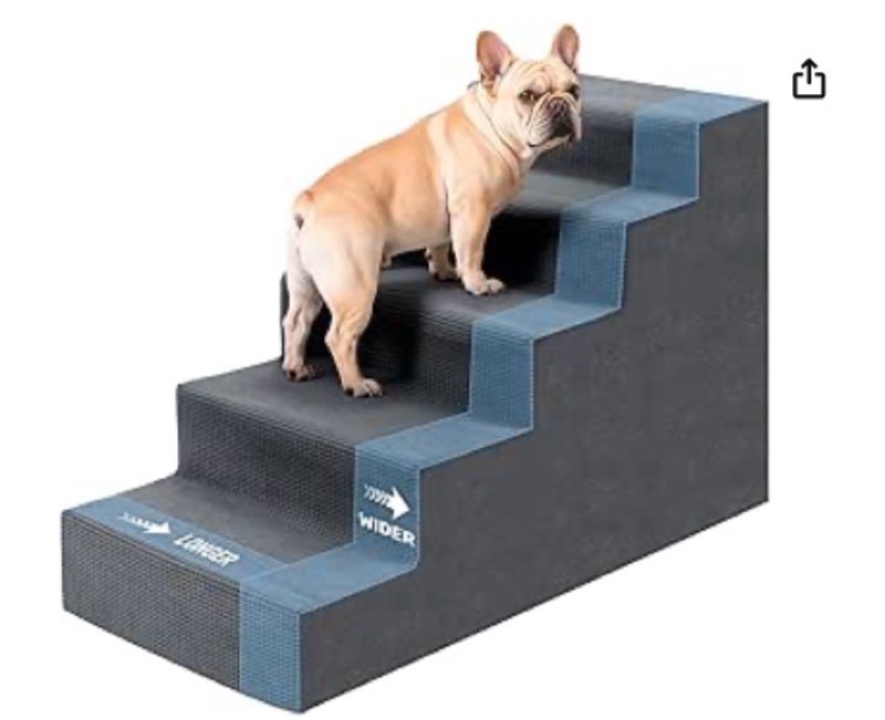 Dog Steps for High Bed, Extra Wide 23" H Dog Stairs for Small Dogs, 5-Tier Pet Stairs with Washable 