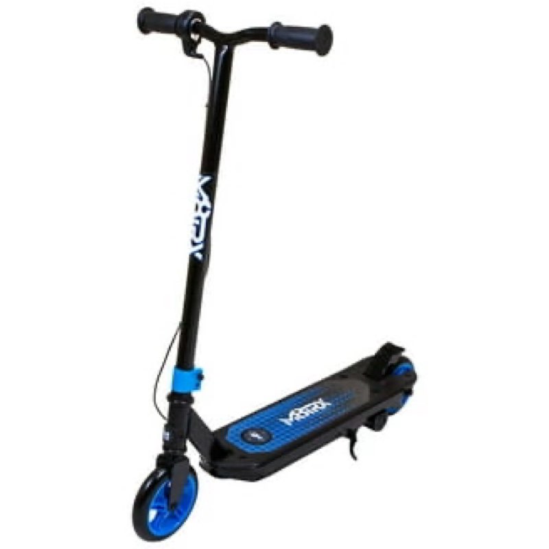 m8trx blue 12v electric scooter for kids ages 6-12, powered e-scooter with speeds of 8 mph