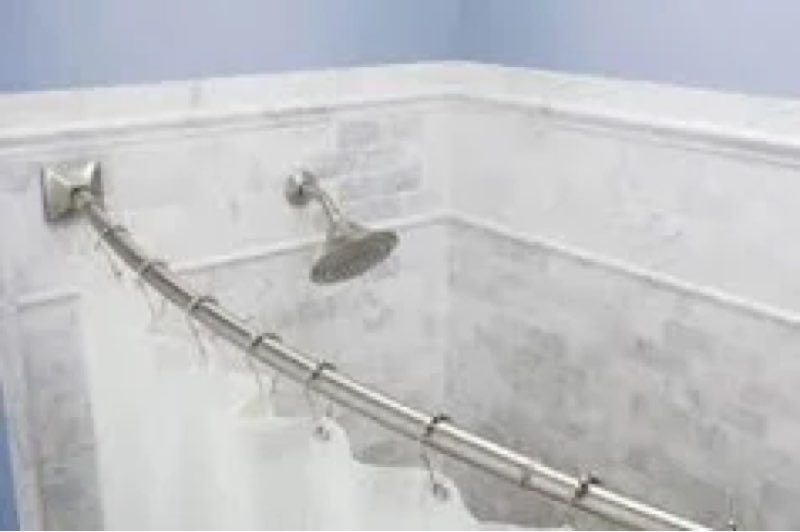 moen curved adjustable spring tension no drill shower curtain rod for bathroom, chrome finish, csr2172ch chrome curtain rod