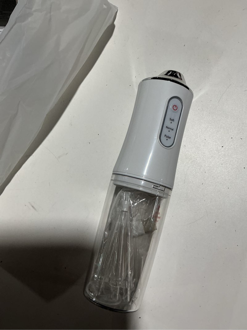 Condition photo showing As Is for electric water flosser cordless for teeth 3 modes 4 jet tips cleaning and flossing water dental portable floss irrigator oral water flossed rechargeable tonsil stone travel adults birthday gift