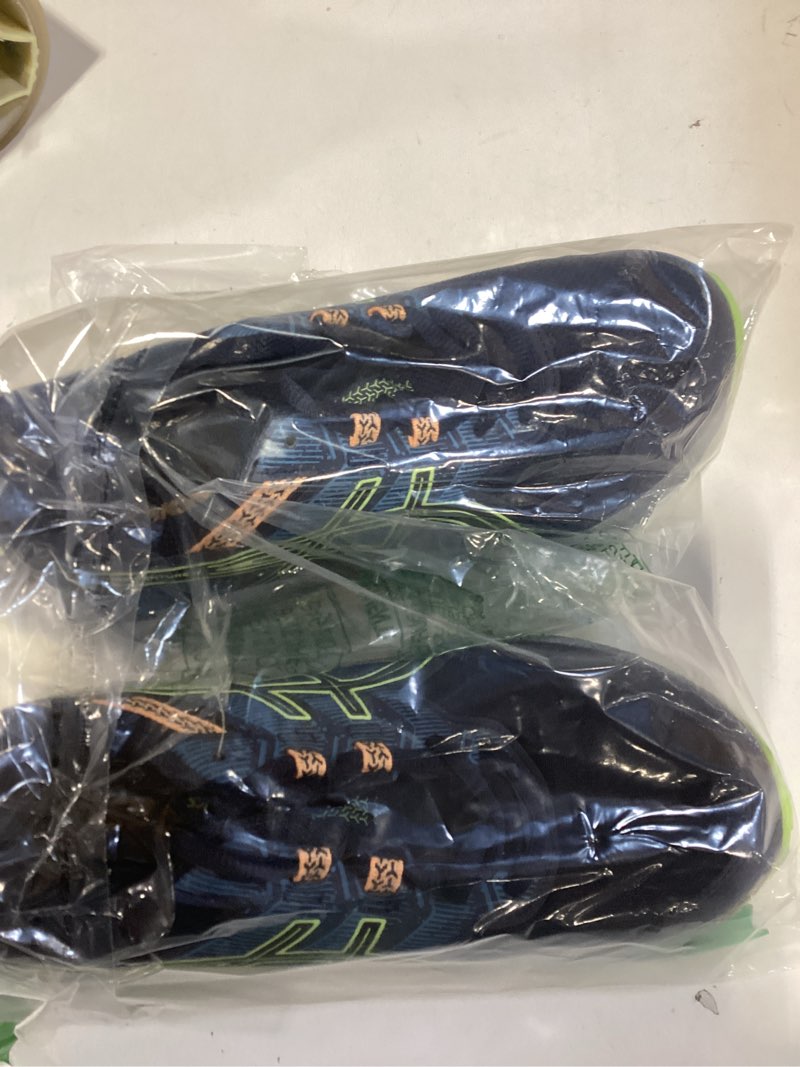 Condition photo showing New/Like New for ASICS Kid's PRE Venture 9 Grade School Running Shoes 5.5 Big Kid Midnight/Lime Green