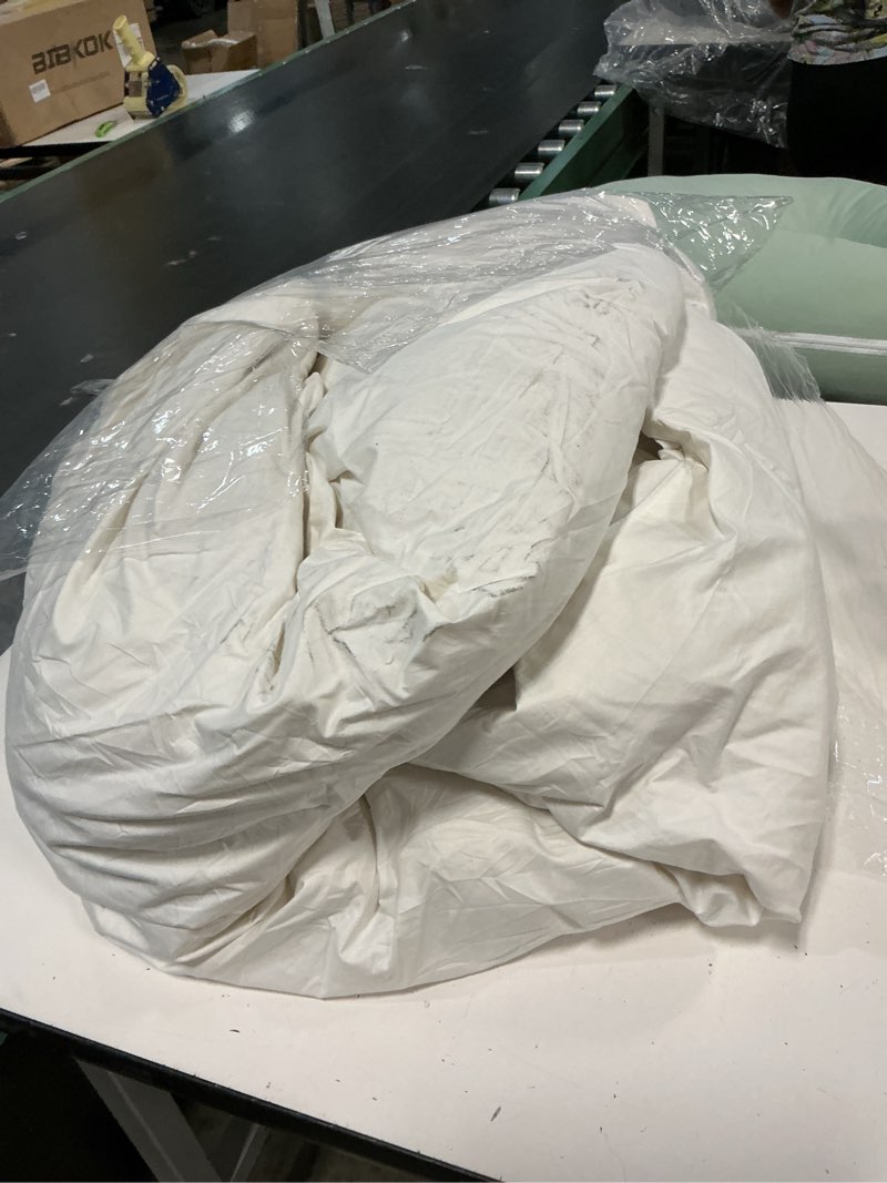 Condition photo showing As Is for Goose Feather Down Fiber Comforter Full Size - 100% Organic Cotton Shell All Season Duvet Insert, Medium Warmth Hotel Luxury Bedding Comforter(82x86 Inch, White) Full Year-round