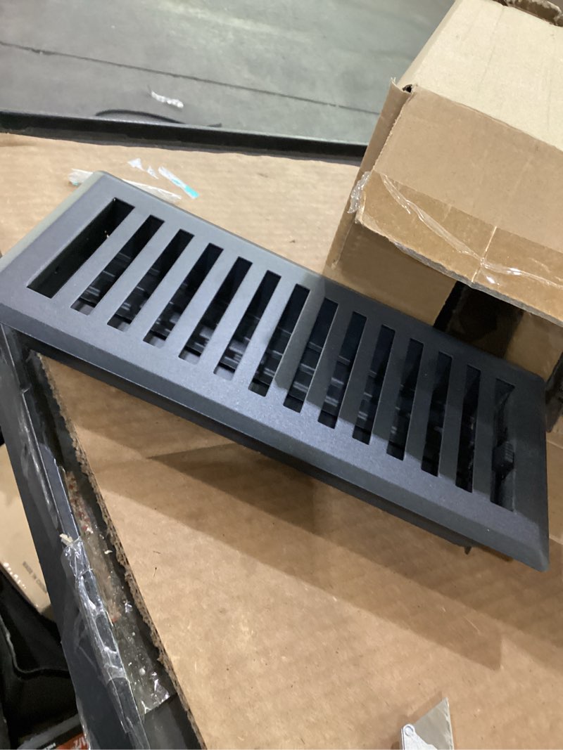 Condition photo showing Good Condition for 5 pack floor register 4x10 inches, heavy duty walkable floor vent covers, easy adjust air supply lever decorative floor vents - vent covers for home floor - matte black 4x10 inch matte black 5