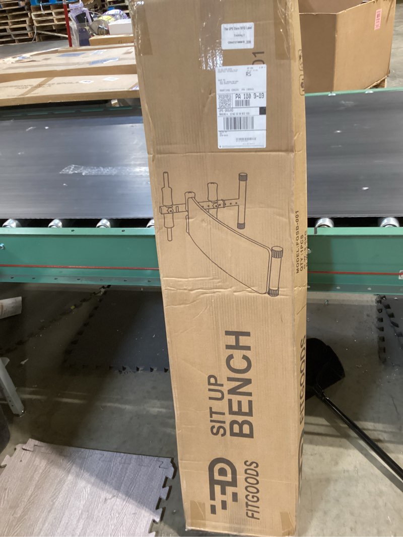 Condition photo showing Good Condition for sit up bench, adjustable workout bench for ab exercise, curved incline/decline slant bench, five adjustment levels, great home gym workout equipment for building abs and core muscles