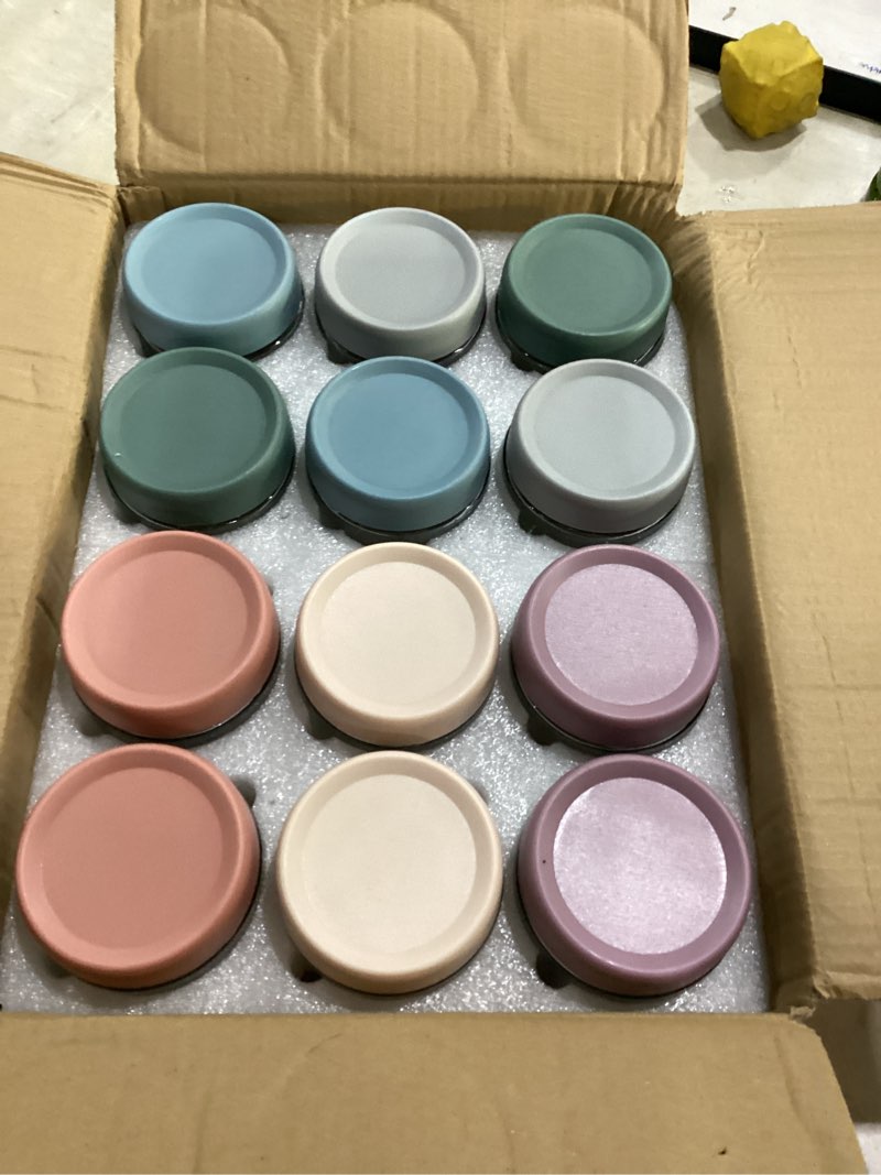 Condition photo showing New/Like New for netany 12-pack 16oz glass jars with airtight lids, overnight oats containers with lids, wide mouth mason salad jars, glass food storage containers for snacks yogurt spice sugar multicolor-12pack-16oz