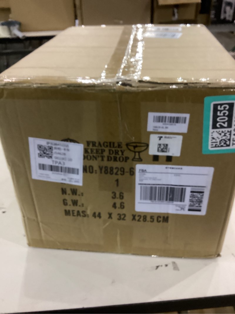 Condition photo showing New/Like New for Black Chandelier, 6 Light Farmhouse Chandeliers for Dining Room Light Fixtures Over Table, Industrial Hanging Lighting with Clear Glass Shade for Living Room Kitchen Island Bathroom Entryway Bedroom Black 6-Lights D25"