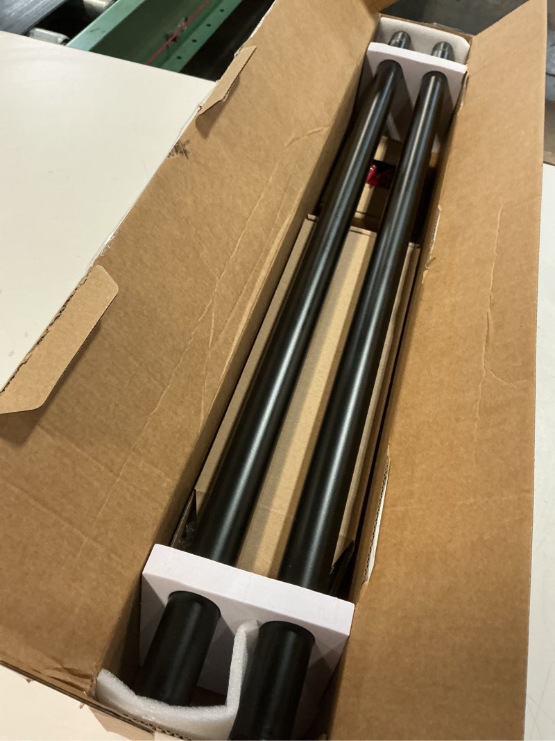 Condition photo showing New/Like New for 2 pack black curtain rods, 1 inch telescoping drapery rod 28 to 48 inch (2.3 to 4 ft), usfook curtain rods for windows, silver translucent finials 28-48"(2 pack) black