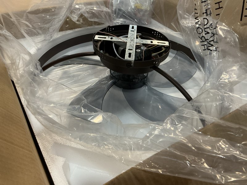 Condition photo showing Good Condition for volisun low profile ceiling fans with lights and remote, 19.7in flush mount ceiling fans with light, 3000k-6500k dimmable fandelier led fan light, brown bladeless ceiling fans with lights for bedroom brown 19.7 inch