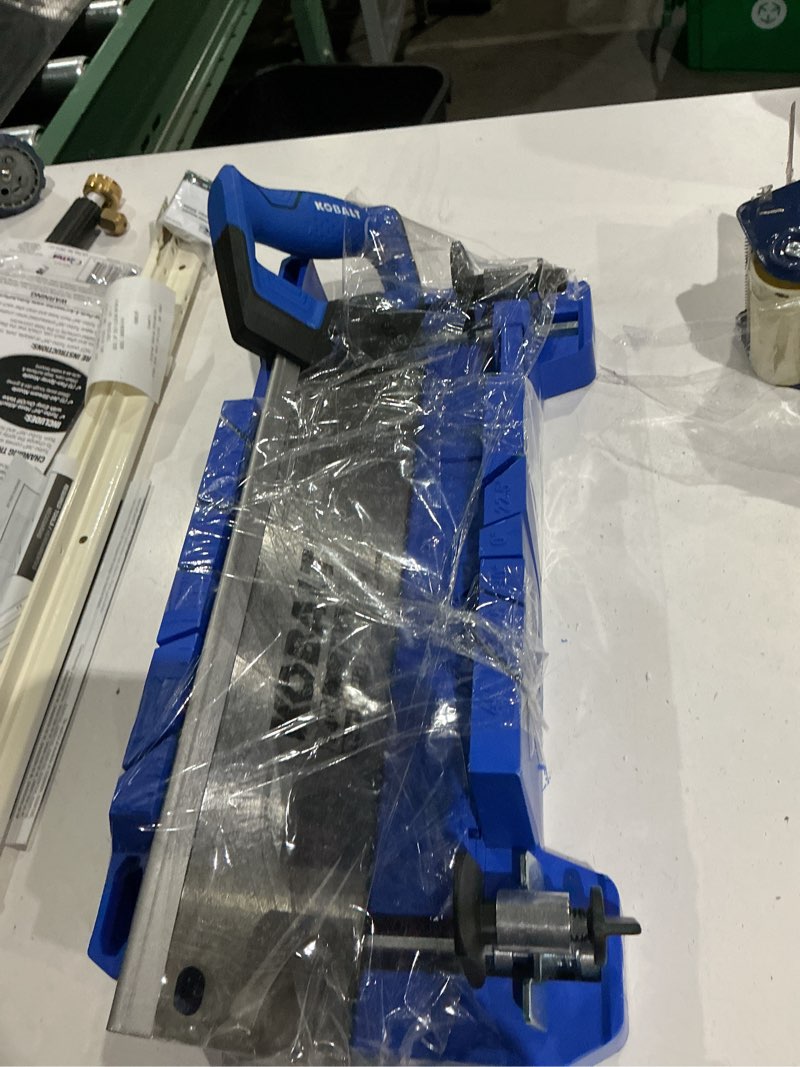 Condition photo showing As Is for kobalt miter box included 14-in fine finish cut back