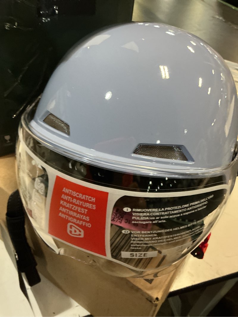 Condition photo showing New/Like New for motorcycle helmet dot certified, german style half helmet electric bike scooter with windshield glasses cool retro helmet for men and women large blue