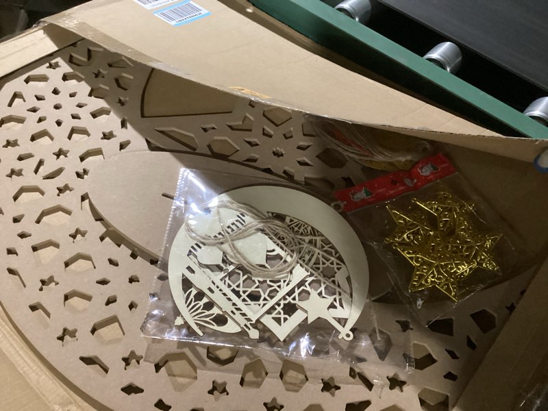 Condition photo showing As Is for novabright 21 pcs eid crafts night light large wooden ramadan star crescent mubarak lamp decor glittery moon eid light up decoration islamic table decor for holiday party centerpiece
