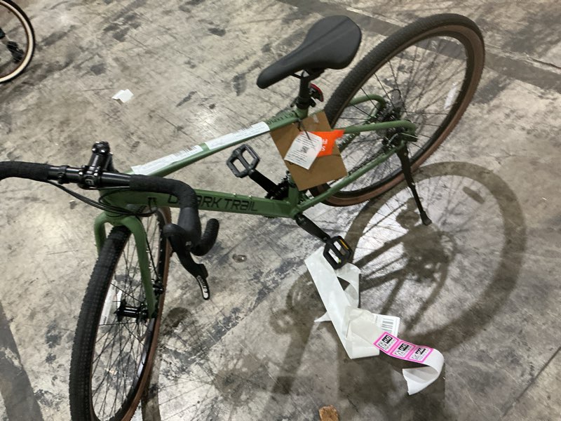 Condition photo showing As Is for demage))ozark trail g.1 explorer 700c drop bar gravel bike, small 49 cm frame, fits riders 5 ft 1 in - 5 ft 5 in, green, adult, unisex