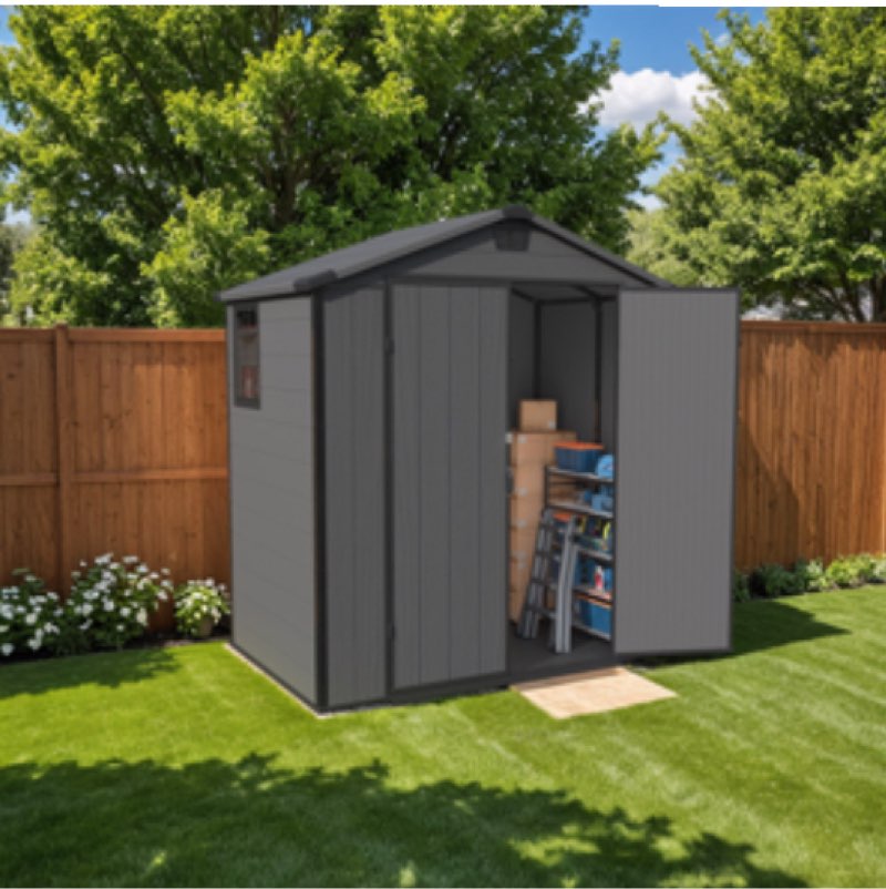 (Incomplete) 6’ x 4’ Resin Outdoor Storage shed with lockable door and air vent