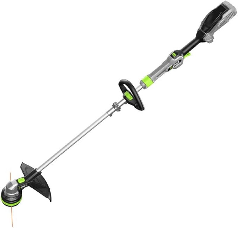 ego power+ string trimmer, battery powered, 15" trimmer for weeds and grass with powerload, telescopic aluminum shaft, battery and charger not included - st1510t